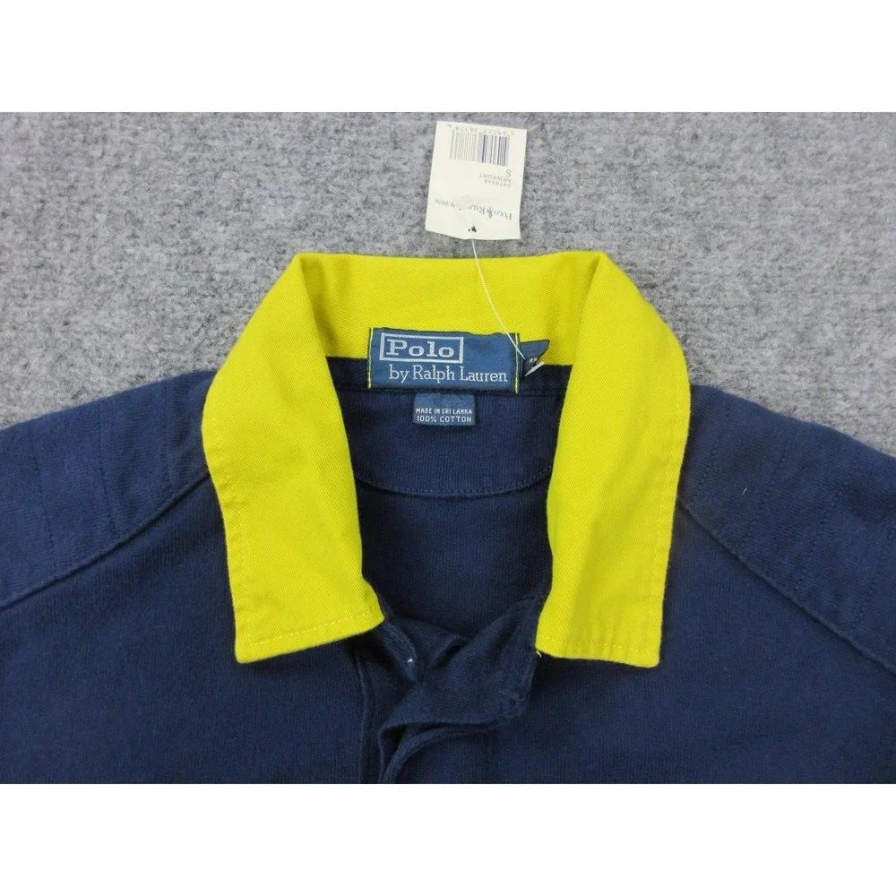 Vintage Polo Ralph Lauren Polo Shirt Mens Small Blue Rugby Cotton Newport‎ Logo